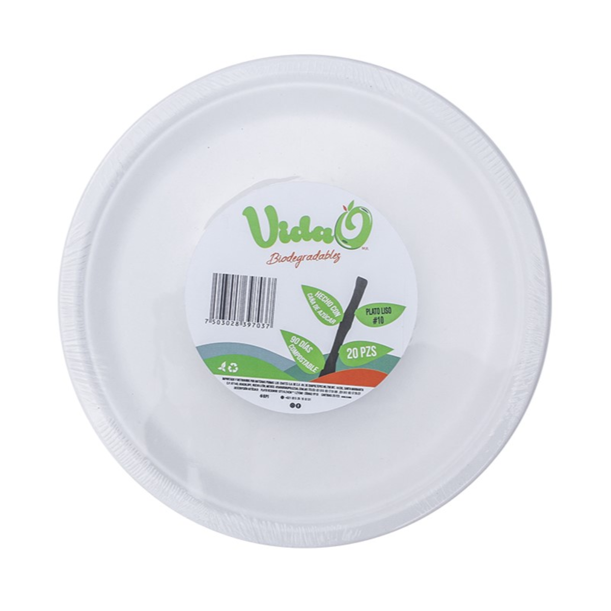 Plato 10 Liso Vida O Biodegradables 20 piezas