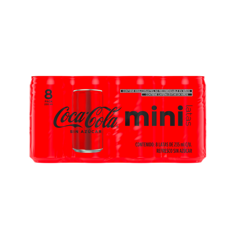 Coca Cola mini sin azúcar 8 pack 235 ml