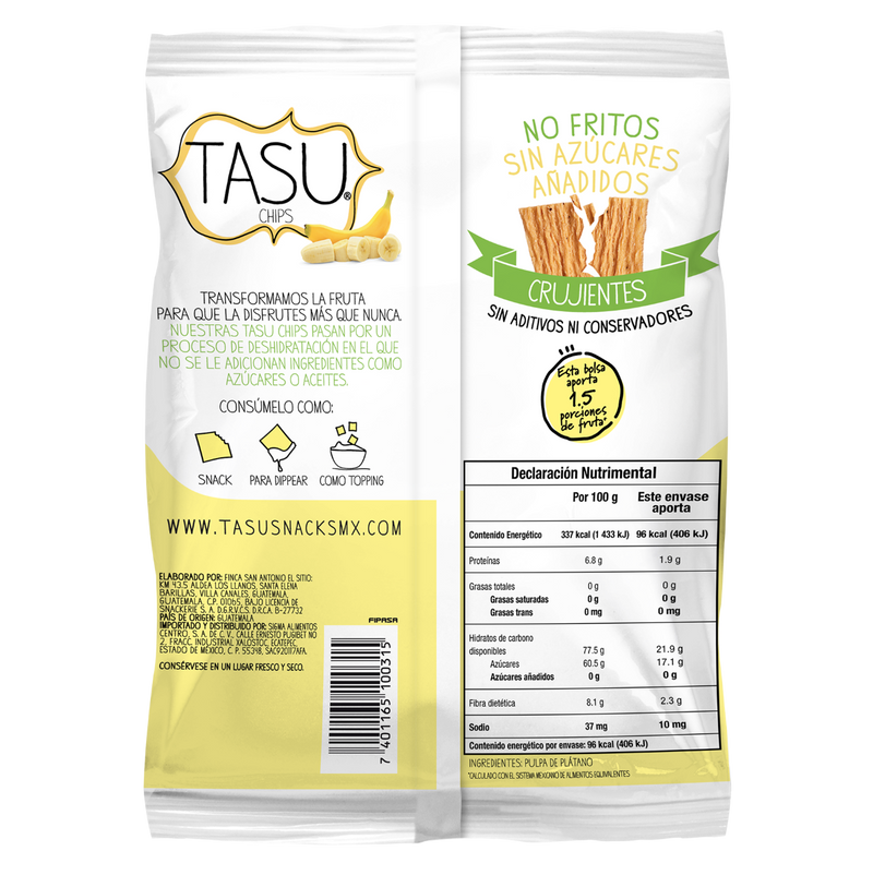 Chips de Plátano Deshidratado TASU 28 g